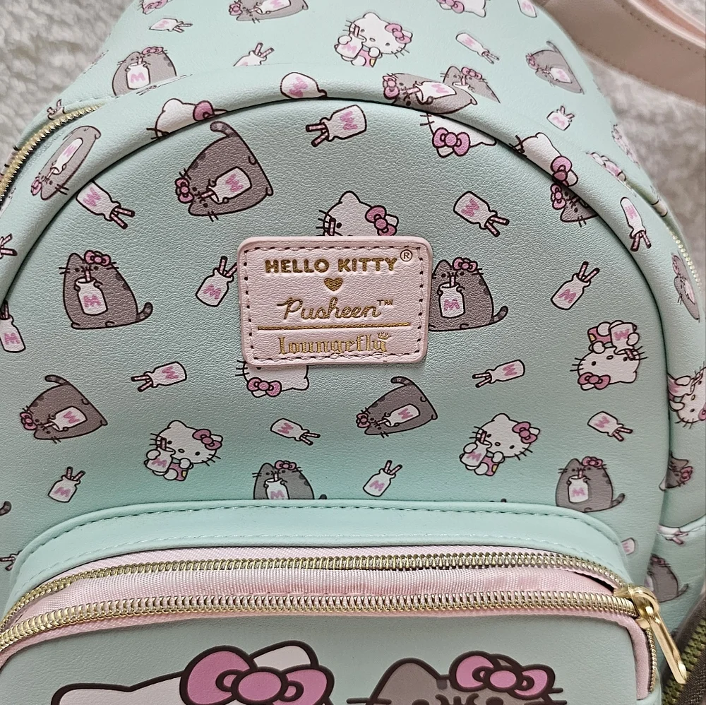 Hello Kitty × Pusheen Loungefly Mini Backpack Leather Cute Girls EUC - Picture 8 of 11